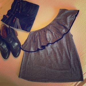 NWT LOFT one shoulder ruffle tank XS